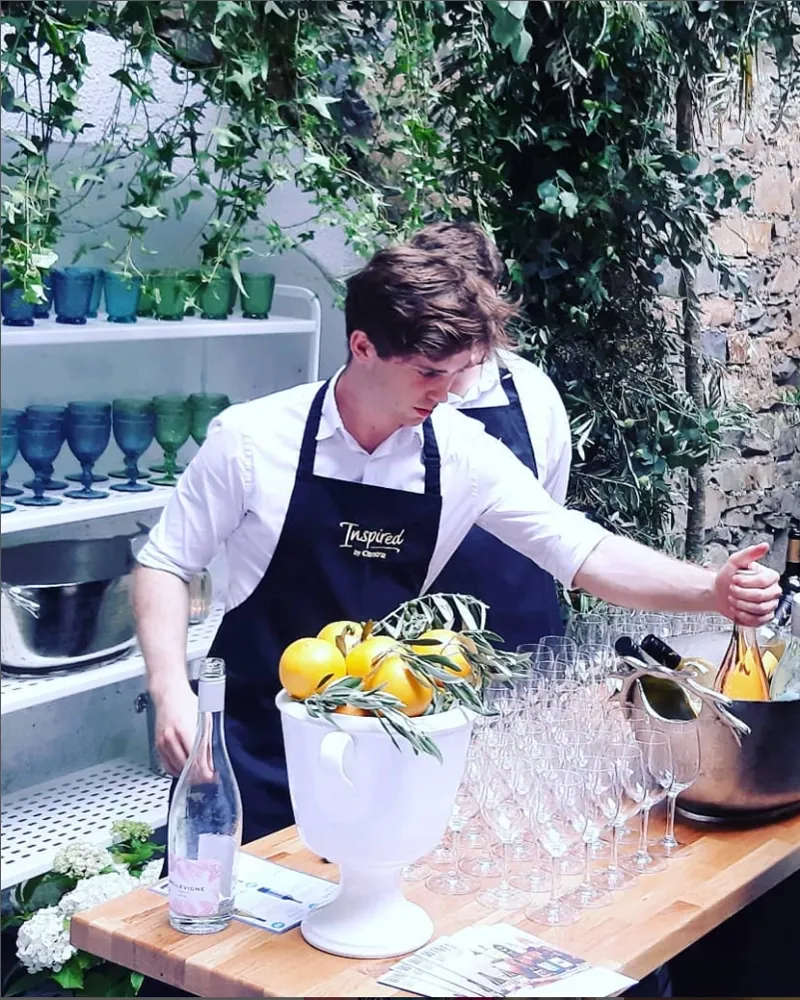 Professional bartender working a mobile event bar