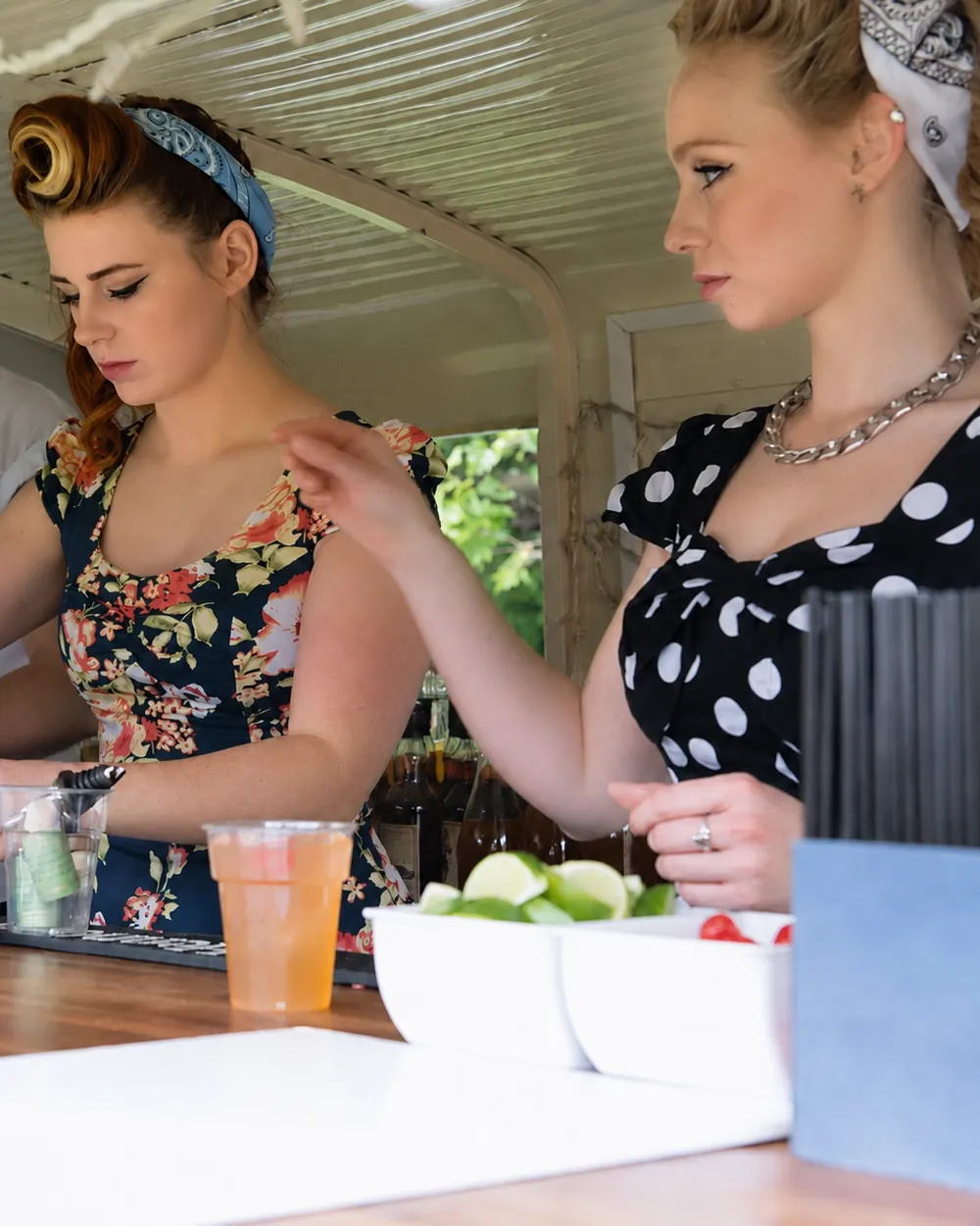 Bartender team working a festival bar in Ireland